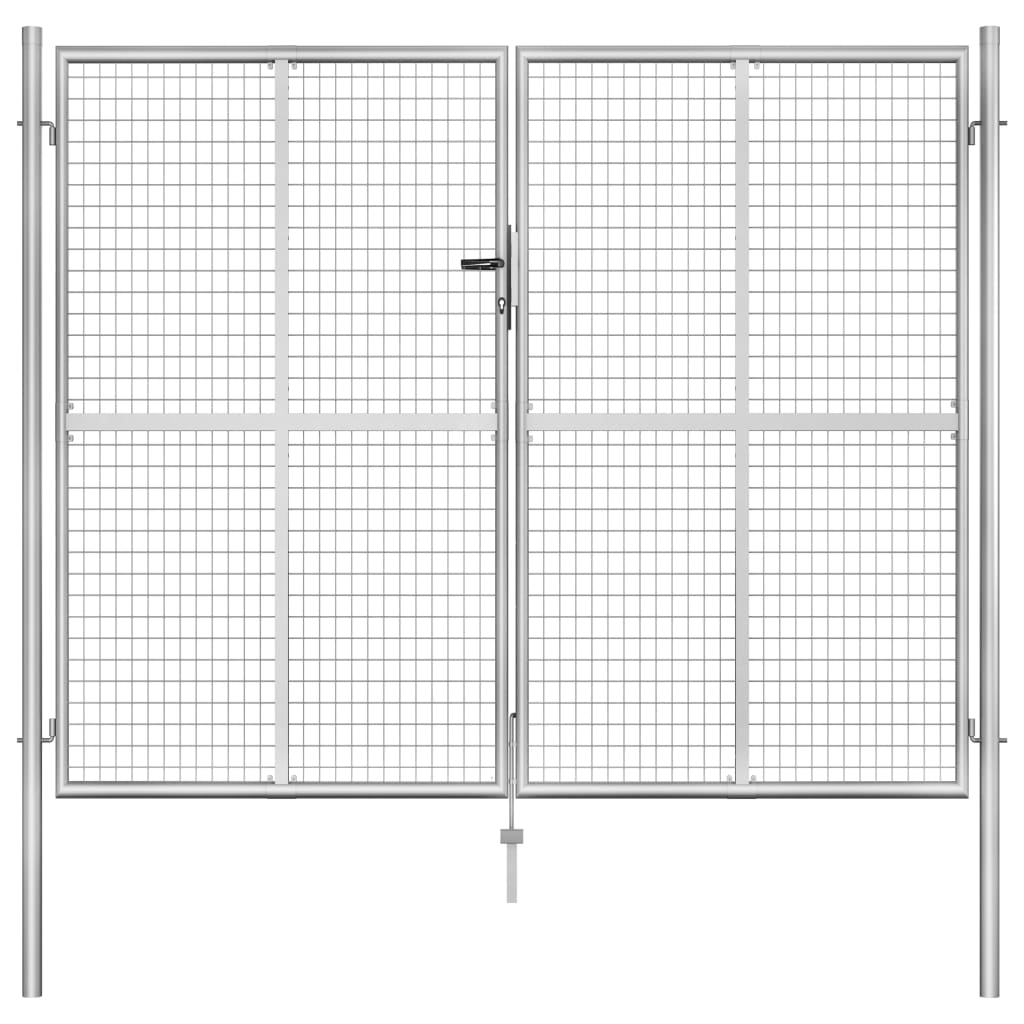 Vrtna vrata pocinkano jeklo 306×250 cm srebrna