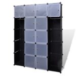 Modularna omara s 14 predelki črna in bela 37x146x180,5 cm - Image 2