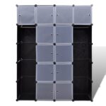 Modularna omara s 14 predelki črna in bela 37x146x180,5 cm - Image 3