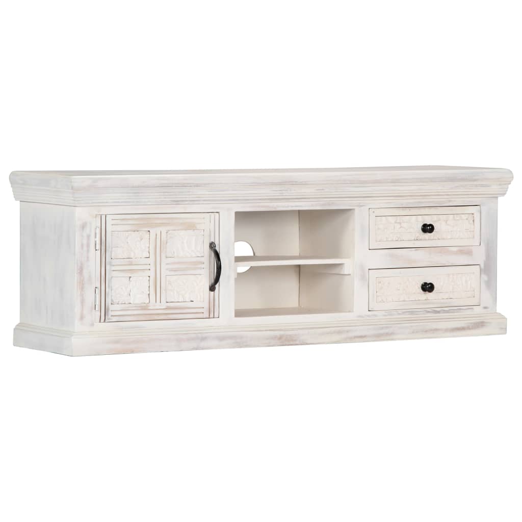 TV omarica bela 120x30x40 cm trden mangov les