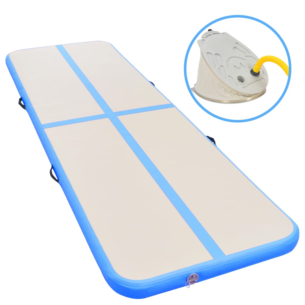 Napihljiva gimnastična podloga s tlačilko 500x100x10 cm modra