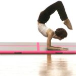 Napihljiva gimnastična podloga s tlačilko 700x100x10 cm roza - Image 3