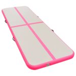 Napihljiva gimnastična preproga s tlačilko 800x100x10 cm roza - Image 2