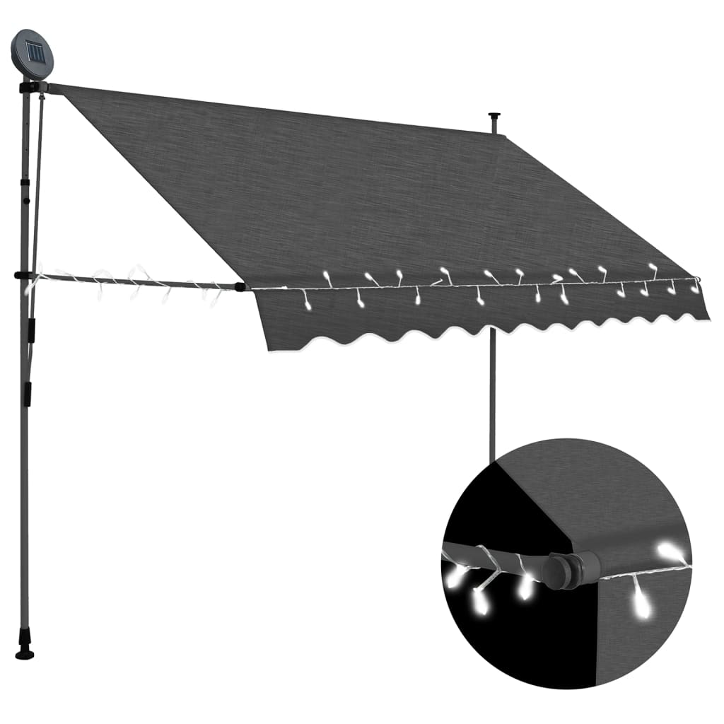 Ročno zložljiva tenda z LED lučkami 300 cm antracitna
