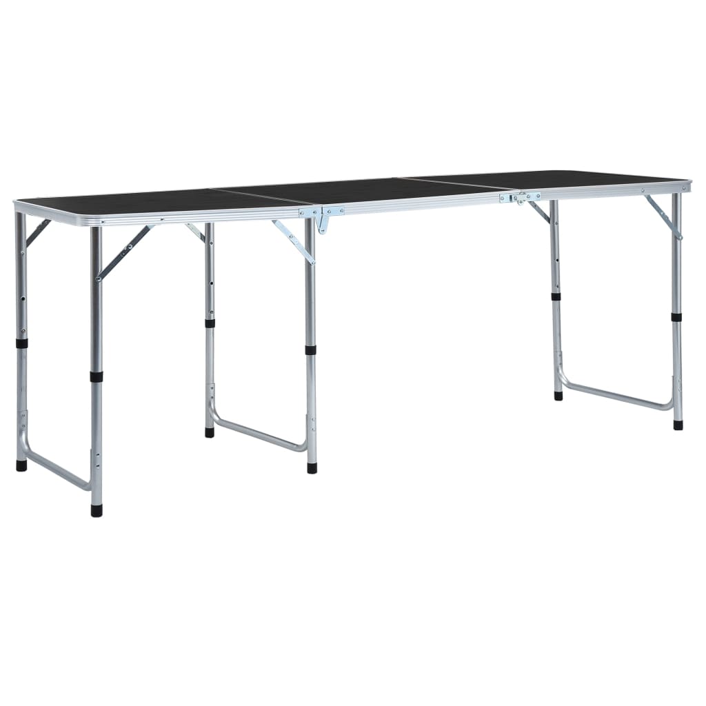 Zložljiva miza za kampiranje siva iz aluminija 180×60 cm