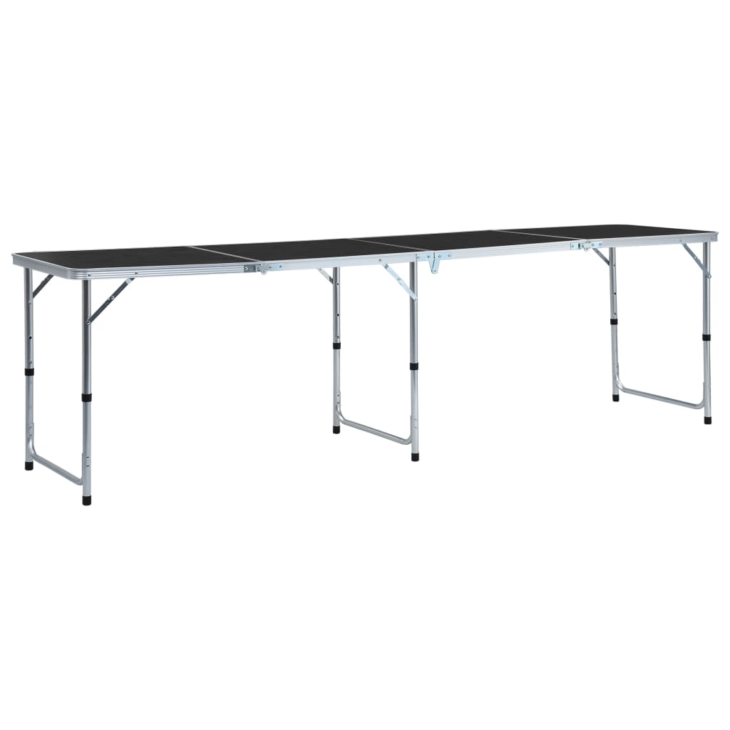 Zložljiva miza za kampiranje siva iz aluminija 240×60 cm