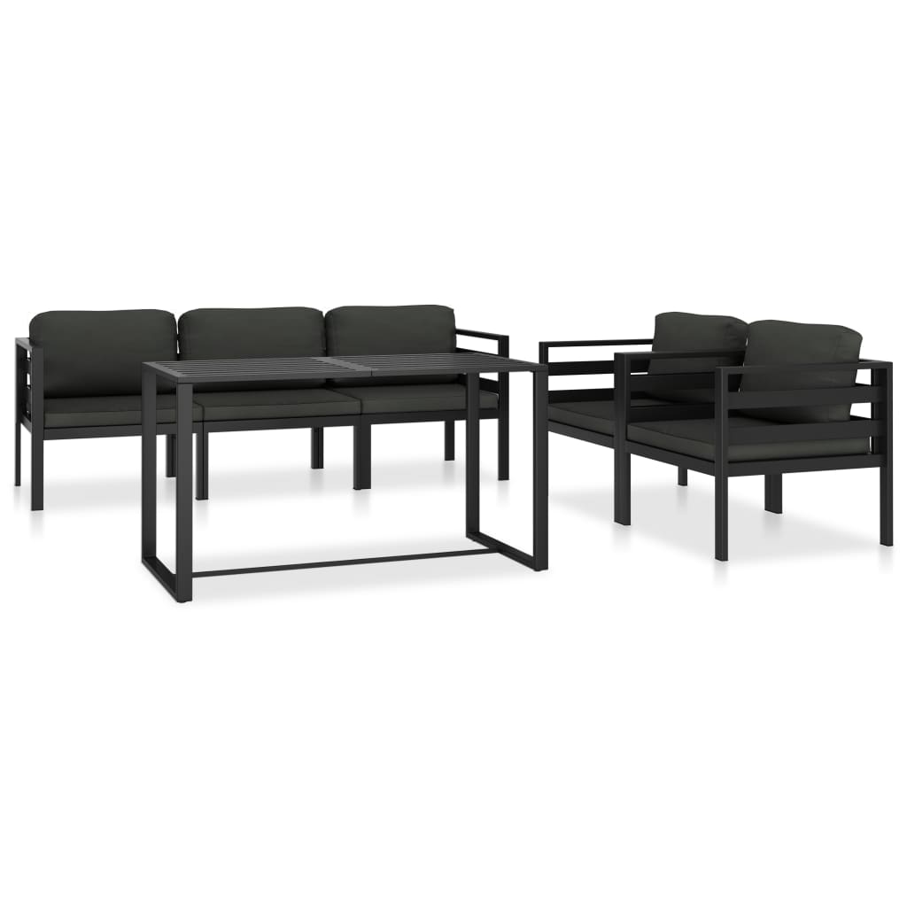 Vrtna sedežna garnitura z blazinami 6-delna aluminij antracitna