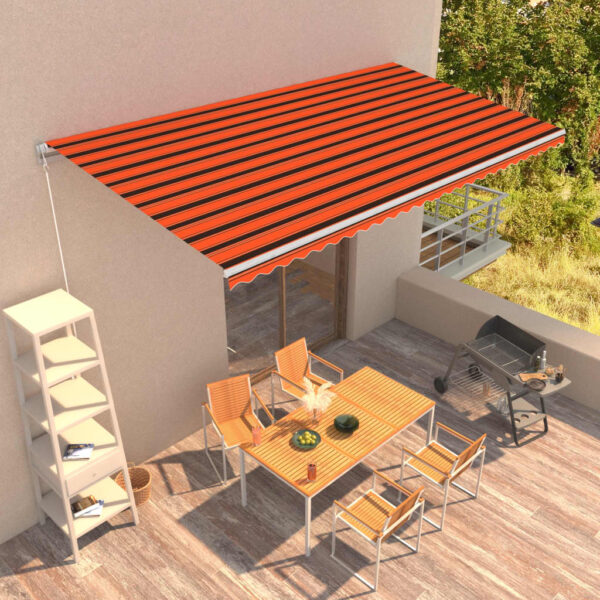 Ročno zložljiva tenda 600x300 cm oranžna in rjava