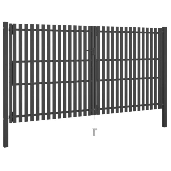 Ograjna vrata jeklena 4x2,5 m antracitna - Image 2