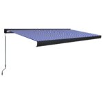 Ročno zložljiva kasetna tenda 500x300 cm modra in bela - Image 2