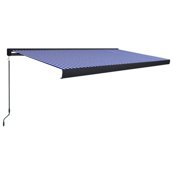Ročno zložljiva kasetna tenda 500x300 cm modra in bela - Image 2