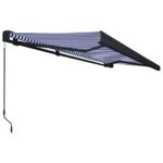 Ročno zložljiva kasetna tenda 500x300 cm modra in bela - Image 3