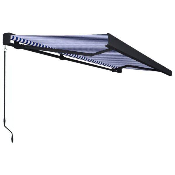 Ročno zložljiva kasetna tenda 500x300 cm modra in bela - Image 3