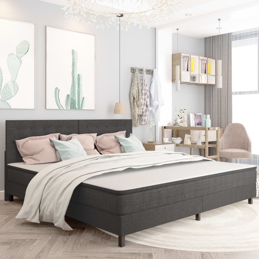 Boxspring postelja temno siva iz blaga 200×200 cm
