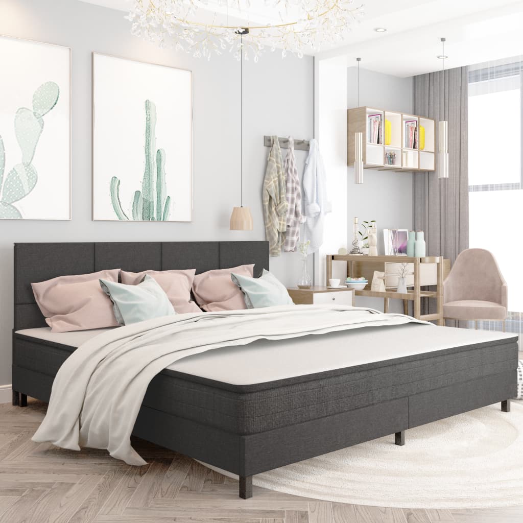 Boxspring postelja temno sivo blago 200×200 cm