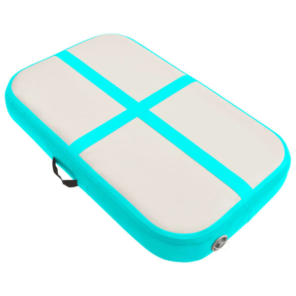 Napihljiva gimnastična podloga s tlačilko 60x100x10 cm zelena - Image 2