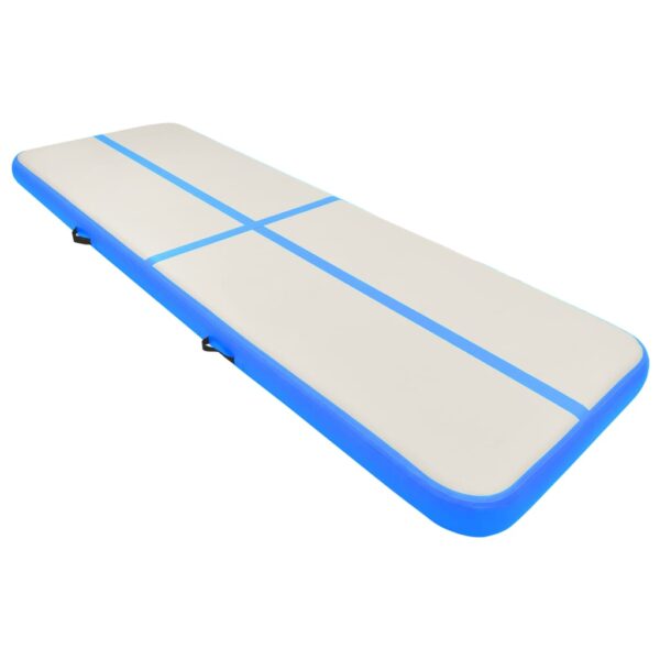 Napihljiva gimnastična podloga s tlačilko 300x100x15 cm modra - Image 2