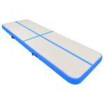 Napihljiva gimnastična podloga s tlačilko 400x100x15 cm modra - Image 2