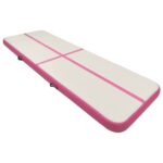 Napihljiva gimnastična podloga s tlačilko 400x100x20 cm roza - Image 2