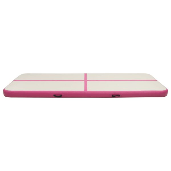 Napihljiva gimnastična podloga s tlačilko 400x100x20 cm roza - Image 3