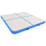 Napihljiva gimnastična podloga s tlačilko 200x200x15 cm modra - Image 3