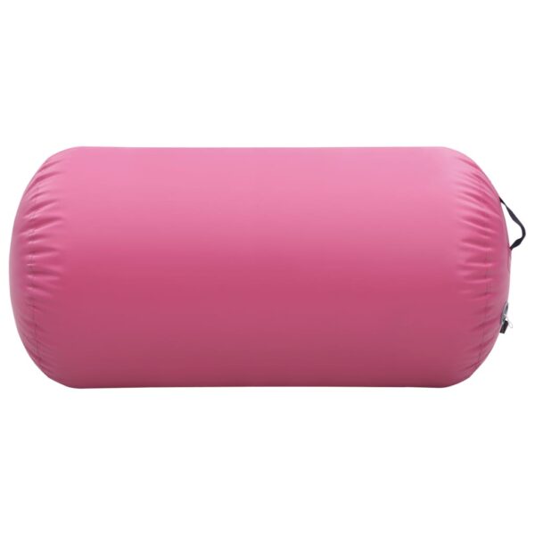 Napihljiv gimnastični valj s tlačilko 120x90 cm PVC roza - Image 3