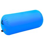 Napihljiv gimnastični valj s tlačilko 120x90 cm PVC moder - Image 2