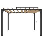 Paviljon z rešetkasto streho 3x3 m taupe blago in aluminij - Image 2