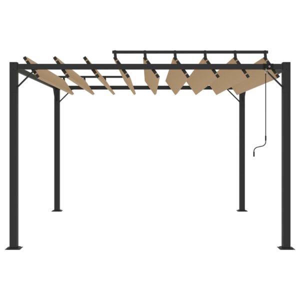 Paviljon z rešetkasto streho 3x3 m taupe blago in aluminij - Image 2