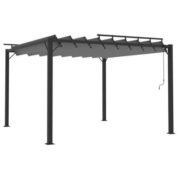 Paviljon z rešetkasto streho 3x3 m antracitno blago in aluminij - Image 2
