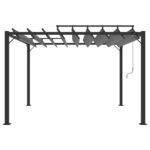 Paviljon z rešetkasto streho 3x3 m antracitno blago in aluminij - Image 3