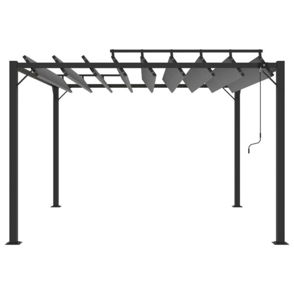 Paviljon z rešetkasto streho 3x3 m antracitno blago in aluminij - Image 3