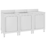 Kuhinjska omarica za umivalnik 180x60x96 cm nerjaveče jeklo - Image 2