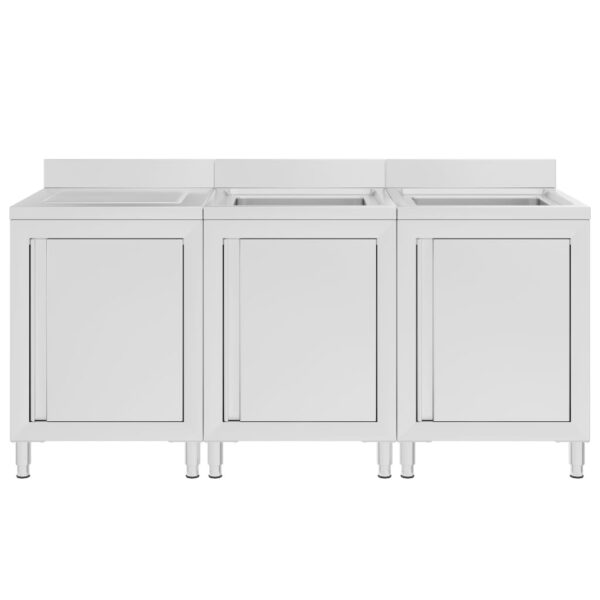 Kuhinjska omarica za umivalnik 180x60x96 cm nerjaveče jeklo - Image 3