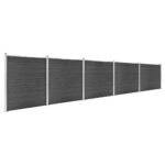 Komplet ograjnih panelov WPC 872x186 cm črn - Image 2