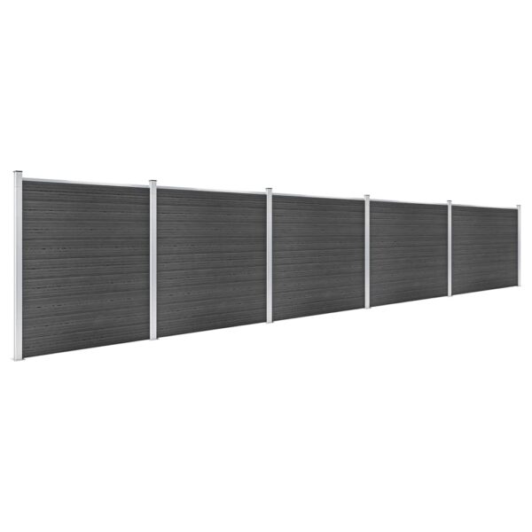 Komplet ograjnih panelov WPC 872x186 cm črn - Image 2