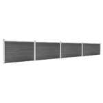 Komplet ograjnih panelov WPC 699x105 cm črn - Image 2