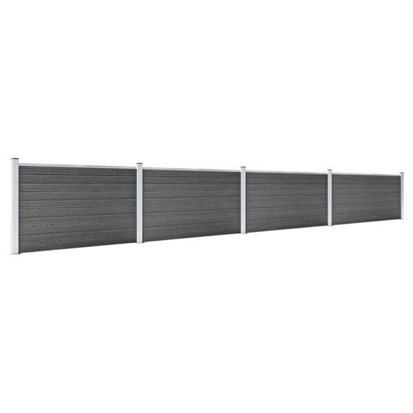 Komplet ograjnih panelov WPC 699x105 cm črn - Image 2