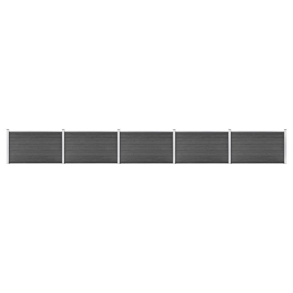 Komplet ograjnih panelov WPC 872×105 cm črn