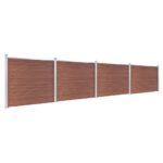 Komplet ograjnih panelov WPC 699x146 cm rjav - Image 2