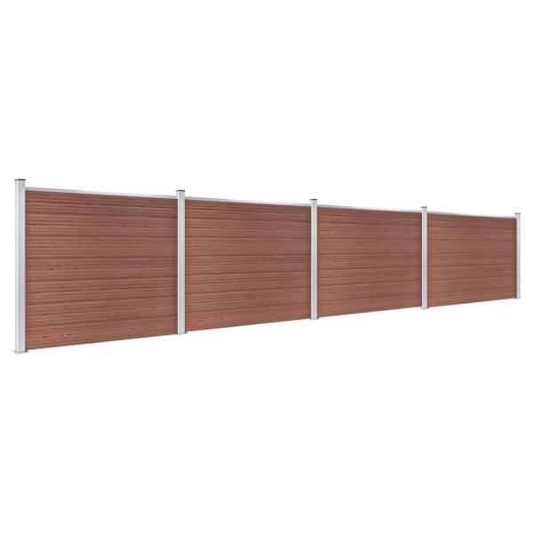 Komplet ograjnih panelov WPC 699x146 cm rjav - Image 2