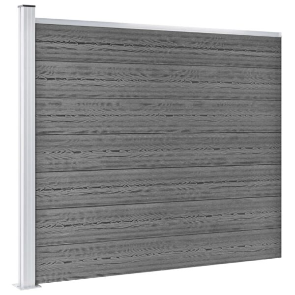 Komplet ograjnih panelov WPC 699x146 cm siv - Image 3