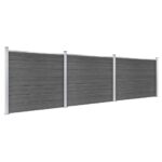 Komplet ograjnih panelov WPC 526x146 cm črn - Image 2