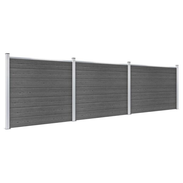 Komplet ograjnih panelov WPC 526x146 cm črn - Image 2