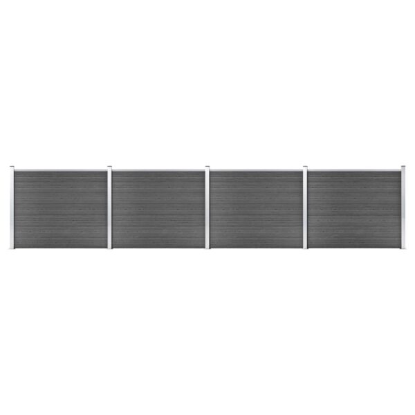 Komplet ograjnih panelov WPC 699x146 cm črn