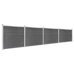 Komplet ograjnih panelov WPC 699x146 cm črn - Image 2