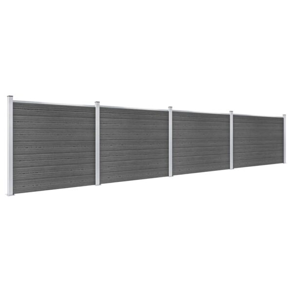 Komplet ograjnih panelov WPC 699x146 cm črn - Image 2