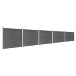 Komplet ograjnih panelov WPC 872x146 cm črn - Image 2
