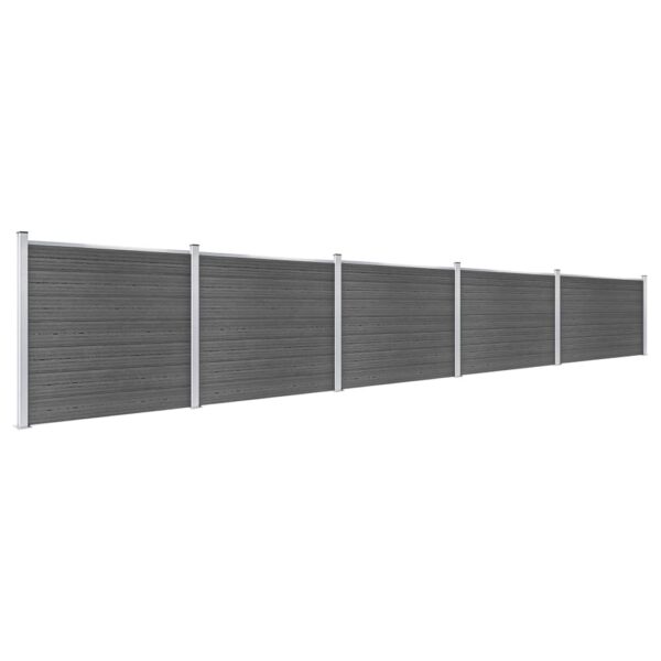 Komplet ograjnih panelov WPC 872x146 cm črn - Image 2