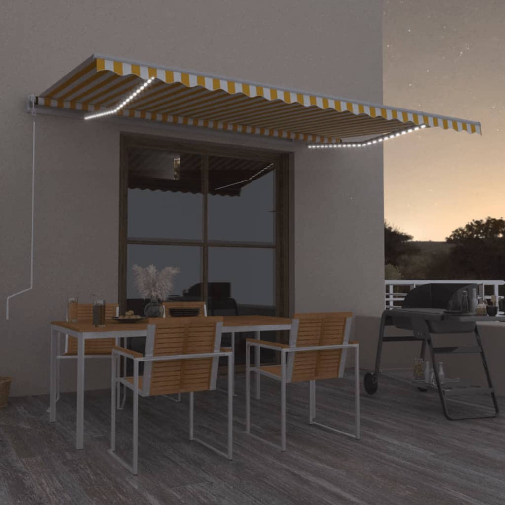 Avtomatska tenda LED + senzor 500×300 cm rumeno/bela
